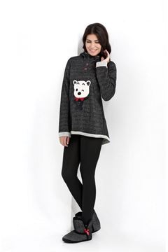 Suwen Siyah Tunik Tayt Takım Silver resmi