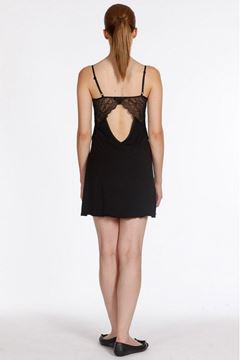 Dagi Dantelli Yırtmalı Siyah Gecelik 410 resmi