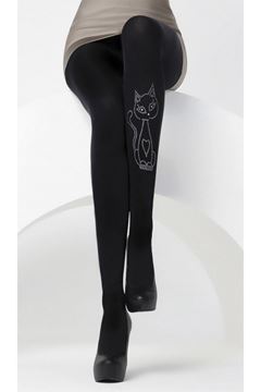 DayMod Kedi Taşlı Külotlu Çorap resmi