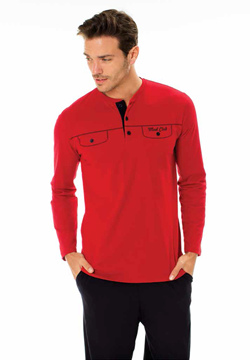 MOD Collection 2015 Yazlık Uzun Kollu Patlı Pijama Takım 1799 resmi