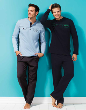 MOD Collection 2015 Yazlık Uzun Kollu Patlı Pijama Takım 1799 resmi