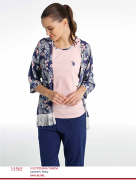 U.S Polo 15565 Bayan 3 Lü Pijama Takım resmi