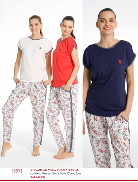 U.S Polo 15571 Bayan Yuvarlak Yaka Pijama Takım resmi