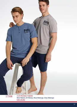 U.S Polo 17168 Erkek 3 Lü Pijama Takım resmi