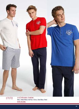 U.S Polo 17172 Erkek 3 Lü Pijama Takım resmi