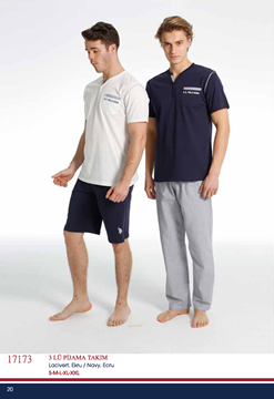 U.S Polo 17173 Erkek 3 Lü Pijama Takım resmi