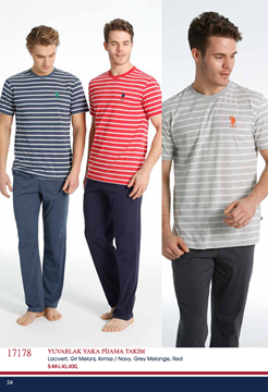 U.S Polo 17178 Erkek Yuvarlak Yaka Pijama Takım resmi