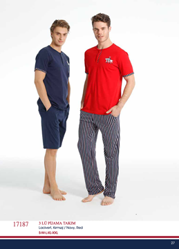 U.S Polo 17187 Erkek 3 Lü Pijama Takım resmi