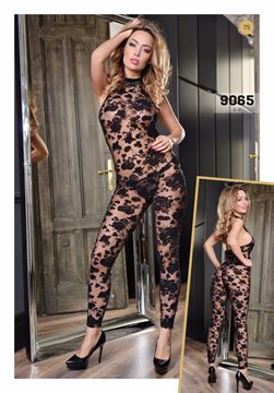 Elawin Şefaf Tül Flokbaskılı Vücut Çorabı 9065